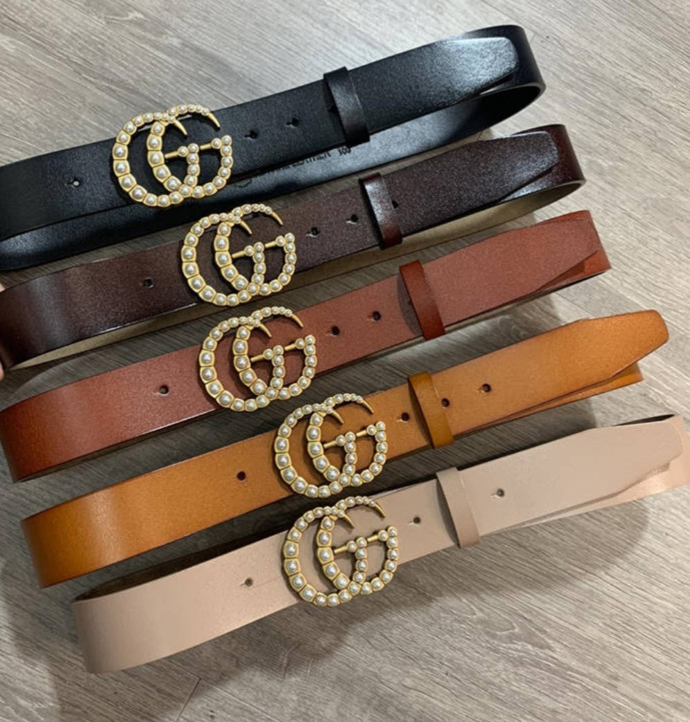 GG belt with pearls