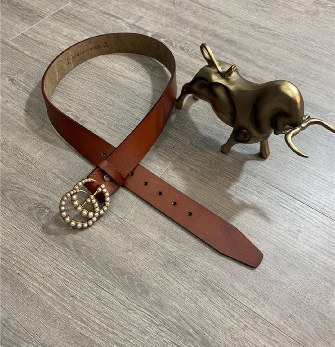 GG belt with pearls