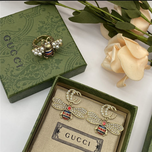 Gucci earrings bee and ring set