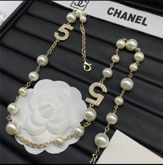 Chanel 5 necklace earrings set