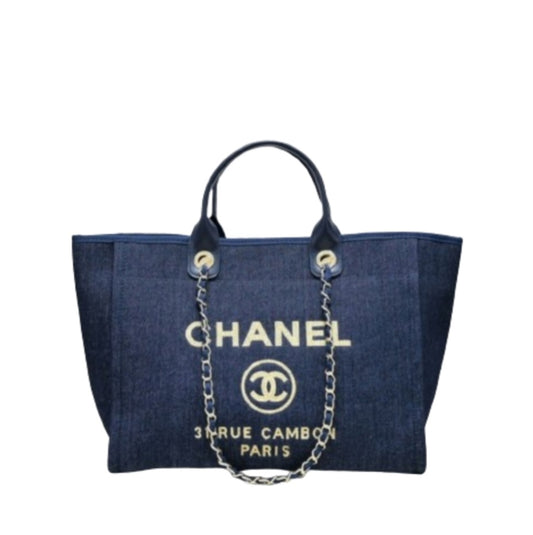 Blue jeans chanel canvas bag