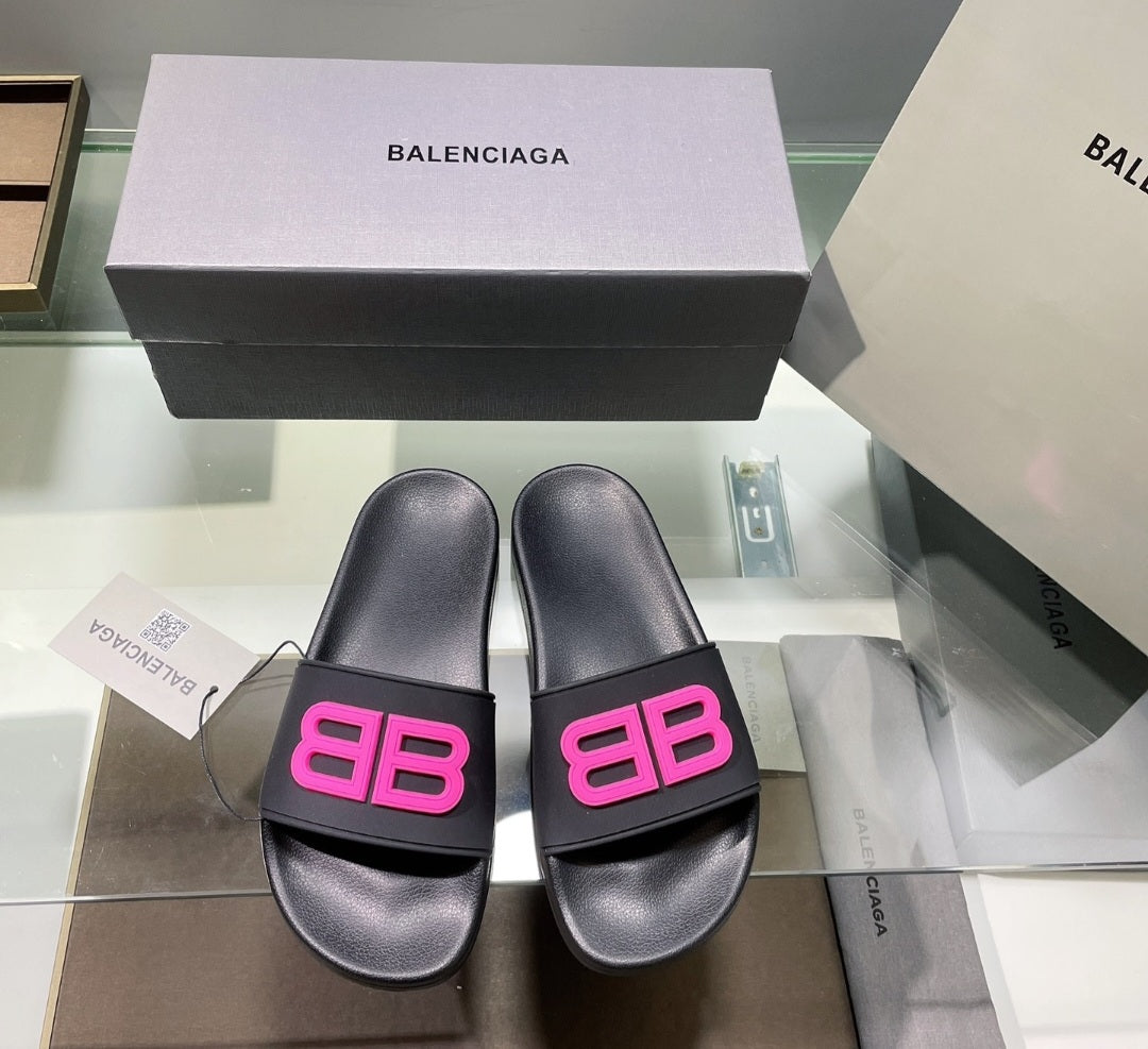 Balenciaga flip flop black pink red green