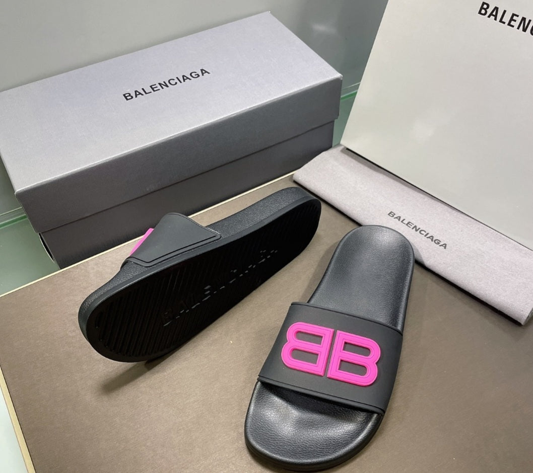 Balenciaga flip flop black pink red green