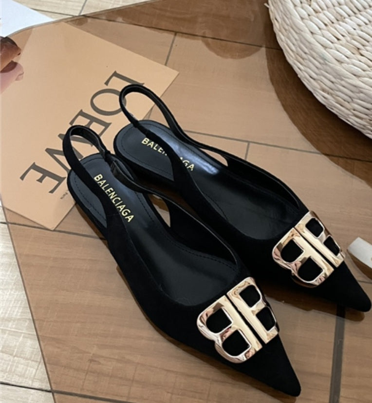 Balenciaga black flat sandals