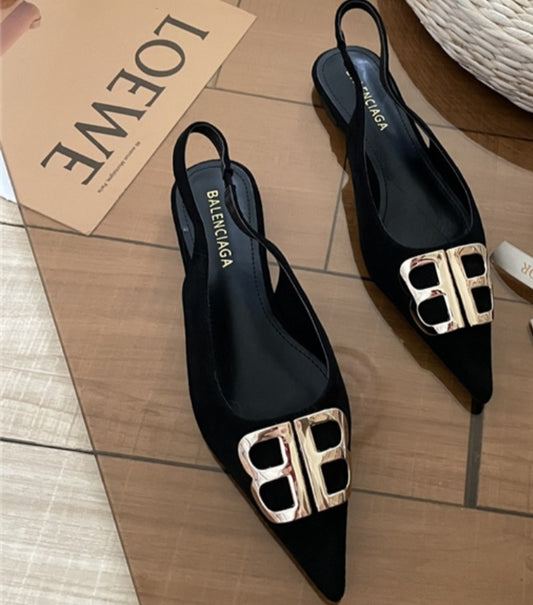 BB black flat sandals