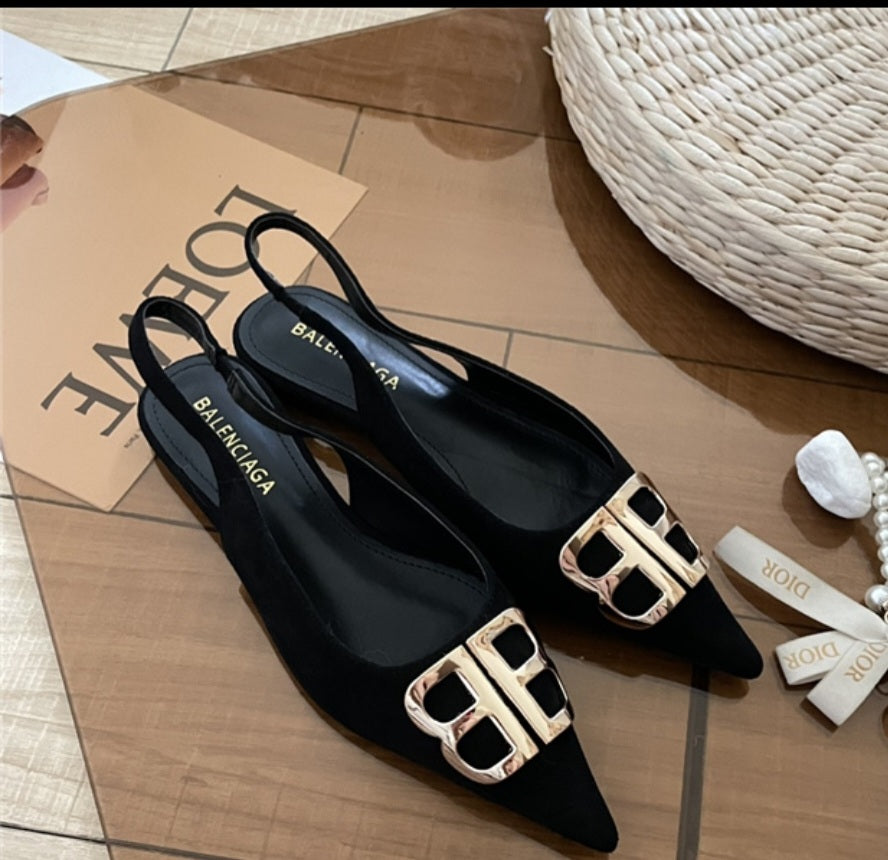 Balenciaga black flat sandals