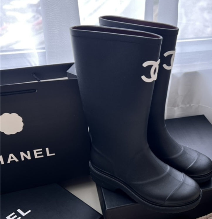 Chanel style rubber boots