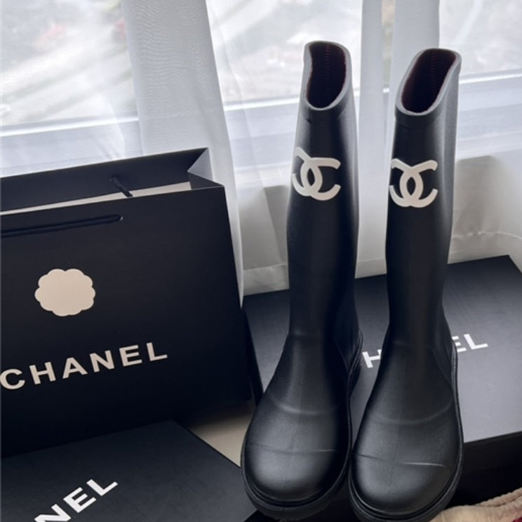 Chanel style rubber boots