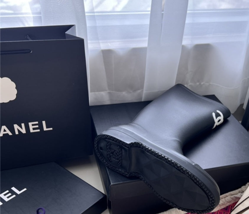 Chanel style rubber boots