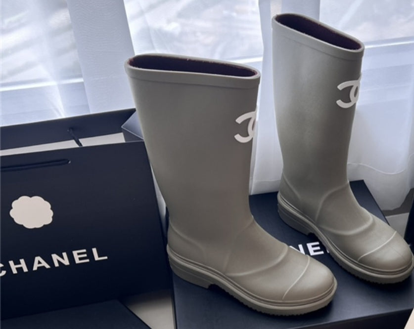 Chanel style rubber boots