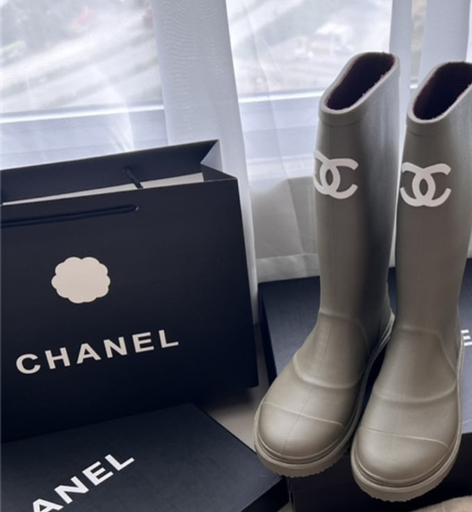 Chanel style rubber boots