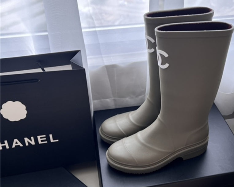 Chanel style rubber boots